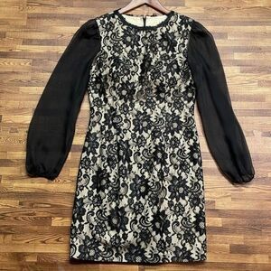 Nikki K  women’s black lace overlay lined after five dress Size 10